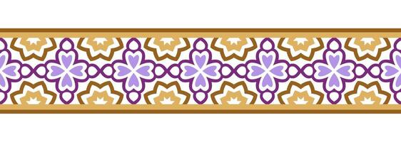 gräns linje sömlös bakgrund. dekorativ design sömlös dekorativ mosaik- gräns mönster. islamisk, indian, arabicum motiv. abstrakt blomma. vektor illustration