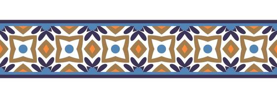 Rand Linie nahtlos Hintergrund. dekorativ Design nahtlos Zier Mosaik Rand Muster. islamisch, indisch, Arabisch Motive. abstrakt Blume vektor