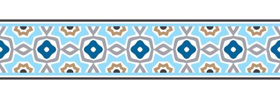 gräns linje sömlös bakgrund. dekorativ design sömlös dekorativ mosaik- gräns mönster. islamisk, indian, arabicum motiv. abstrakt blomma vektor