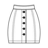 denim kjol kvinnors, teknisk teckning. mini kjol isolerat på en vit bakgrund. mode kvinnor jeans kläder vektor