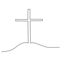 Jesus Christus skizzieren gut Freitag kontinuierlich Single Linie und Ostern Tag Kreuz Gliederung Vektor Kunst Zeichnung und Illustration