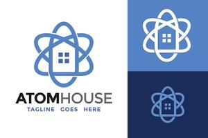 atom hus logotyp design vektor mall