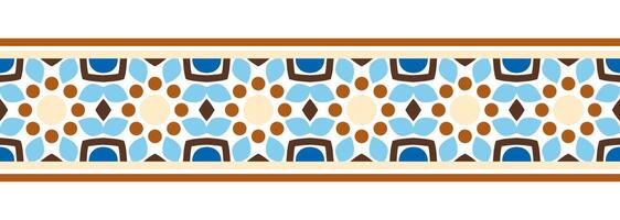 gräns linje sömlös bakgrund. dekorativ design sömlös dekorativ mosaik- gräns mönster. islamisk, indian, arabicum motiv. abstrakt blomma vektor