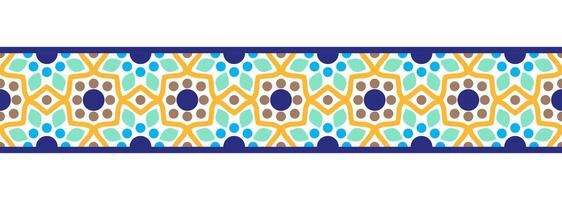 gräns linje sömlös bakgrund. dekorativ design sömlös dekorativ mosaik- gräns mönster. islamisk, indian, arabicum motiv. abstrakt blomma vektor