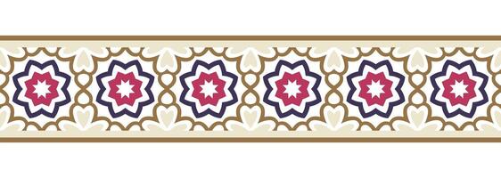 gräns linje sömlös bakgrund. dekorativ design sömlös dekorativ mosaik- gräns mönster. islamisk, indian, arabicum motiv. abstrakt blomma vektor