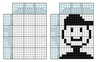 japansk korsord pussel. barn och vuxen matematisk mosaik. nonogram. logik pussel spel. digital rebus. vektor illustration