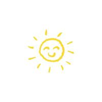 hand dragen Sol ikon. klotter barn teckning element. vektor illustration isolerat på vit bakgrund