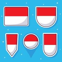 söt tecknad serie vektor illustration bunt stat flagga av indonesien