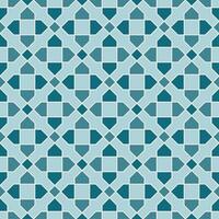 Arabisch geometrisch Mosaik druckbar nahtlos Muster mit abstrakt marokkanisch drucken im Blau und Orange Farben. Ramadan kareem traditionell islamisch Kunst Illustration Hintergrund vektor