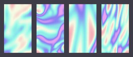 y2k holographisch ästhetisch abstrakt Gradient Pastell- Regenbogen Einhorn Hintergrund mit durchscheinend Neon- verschwommen Muster. Sozial Medien Geschichten Markieren Vorlagen zum Digital Marketing zum Geschichten vektor