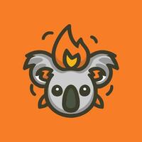 süß und glatt Vektor Logo von ein Koala mit Feuer