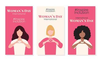 inspirieren Aufnahme einstellen von Vertikale Hintergründe zum International Frauen s Tag. iwd 2024 Kampagne vektor