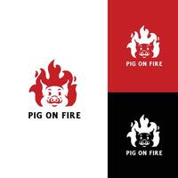 Maskottchen rot Schwein Feuer heiß Grill. Logo Design Vektor ,Rot Farbe einfach Illustration Vorlage