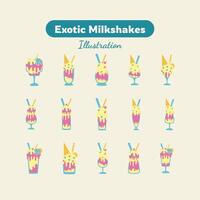 exotisch Milchshakes im Brille mit Strohhalme Illustration vektor