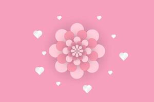 Herzen und Blumen im Papier schneidet zum Damen Tag auf 8 .. von März Banner. Rosa International Damen Tag Konzept zum Banner, Netze, Hintergründe, Kunst, Postkarte vektor