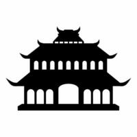 konfuzianisch Tempel Silhouette Symbol Vektor. Chinesisch Tempel Silhouette zum Symbol, Symbol oder unterzeichnen. Konfuzius Gebäude Symbol zum Mond- Neu Jahr oder religiös vektor