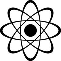 reagieren und Atom Logos mit nuklear und Ion Vektoren im ein schwarz und Weiß Illustration