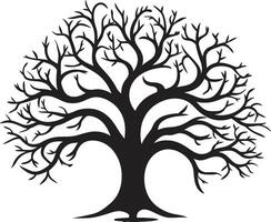 Sylvan Majestät Baum schwarz Vektor Logo ikonisch Greenwood schwarz Vektor Baum Design