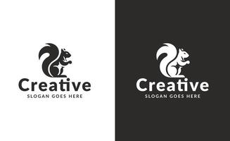 dynamisk ekorre logotyp design i svartvit vektor