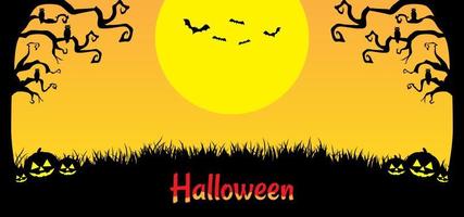 Halloween-Hintergrund mit Kürbis, Fledermaus und Eule vektor