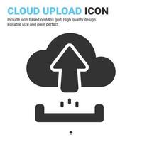 Cloud-Upload-Symbolvektor mit Glyph-Stil isoliert auf weißem Hintergrund. Vektorillustration, die Zeichensymbol-Icon-Konzept für digitales es, Logo, Industrie, Technologie, Apps, Web und alle Projekte hochlädt vektor