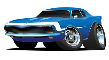 Klassisk Sixties Style American Muscle Car Hot Rod Tecknad Vektor Illustration