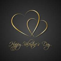 Goldschwarze einfache glückliche Valentinstagkarte mit zwei Herzen. sei mein Valentinstag Hintergrund. Vektor-Illustration vektor