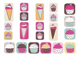 Cupcakes och glass vektor pack