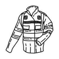 Symbol für wasserdichte Polizeijacken. Gekritzel handgezeichnet oder Umriss-Icon-Stil vektor
