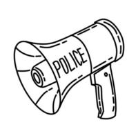 tragbares Polizei-Megaphon-Symbol. Gekritzel handgezeichnet oder Umriss-Icon-Stil