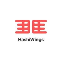 hashiwings - - repräsentiert ein im japanischen Stil Logo Symbol Element Konzept im Rot. vektor