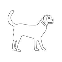 Vektor Hund Haustier Tier kontinuierlich einer Linie Kunst Silhouette Zeichnung isoliert auf Weiß Hintergrund