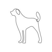vektor hund sällskapsdjur djur- kontinuerlig ett linje konst silhuett teckning isolerat på vit bakgrund