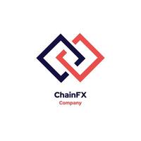 chainfx - använder en fördubblats kedja kreativ abstrakt logotyp design mall, tjänande som en företags- identitet element med en företag tecken begrepp. vektor