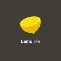 Zitronendee geschnitten Zitrone oder Zitrusfrüchte Logo Konzept Design isoliert mit dunkel Hintergrund vektor