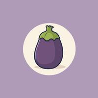 söt tecknad serie äggplanta aubergine illustration vektor