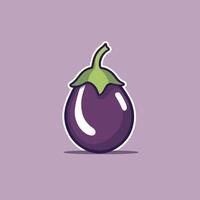 söt tecknad serie äggplanta aubergine illustration vektor