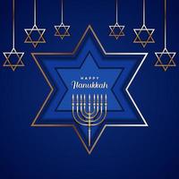 vektor illustration glad hanukkah i papper konst snitt stil design