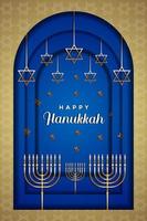 glad hanukkah i papperskonstskuren stil vektor