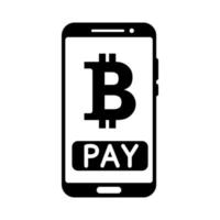 bitcoin betalningskoncept. mobil kryptovaluta. bitcoin transaktion eller donation. kryptovaluta accepteras här vektor