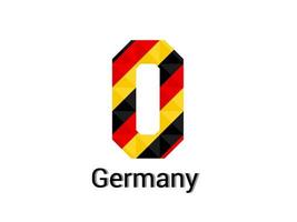 kreativa brev o med 3d tyskland färger koncept. bra för tryck, t-shirt design, logotyp, etc. vektor