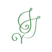 Vegan grön blad natur vektor logotyp mall design kalligrafi illustration, matdesign. Handskriven bokstäver för restaurang, café rå meny. Element för etiketter, logotyper, märken, klistermärken eller ikoner