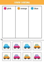 Autos nach Farben sortieren. Farben lernen für Kinder. vektor