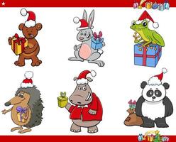 Reihe von Comic-Tieren zur Weihnachtszeit vektor