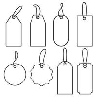 Preisschilder. Reihe von Symbolen zum Verkauf oder Gepäck. Vektor-Umriss-Etiketten-Illustration isoliert auf weißem Hintergrund vektor