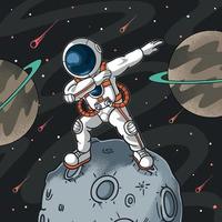gulligt dabbande astronautfirande på månen vektor