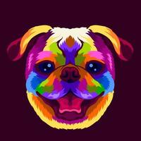 illustration färgrikt hundhuvud med popkonststil vektor