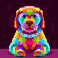 Illustration bunter Hundekopf mit Pop-Art-Stil