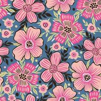 nahtloses Muster große Blume. Modedruck von Textil. Vintage-Blumendesign vektor