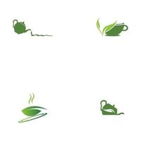 Blattsprossen grüner Bio-Teebecher Blatt-Logo-Symbol-Design-Idee vektor